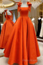 Ball Gown Orange Satin Dresses With Straps