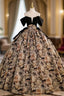 Ball Gown Print Strapless Quinceanera Dresses