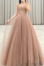 Ball Gown Sequin Floor Length Sleeveless Pink Prom Dress
