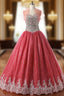 Ball Gown Sequins Red Tulle Bling Bling Sweetheart Quinceanera Dresses