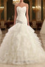 Ball-Gown Strapless Chapel Wedding Dresses White Organza