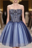 Ball Gown Strapless Short Tulle Homecoming Dresses With Beading