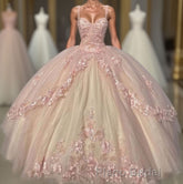 Ball Gown Sweet 16 Dresses Princess Quinceanera Dresses Lace Appliques Sweet 15 Party Formal Prom Ball Gowns