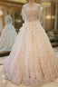 Ball Gown Tulle Appliques Beading Backless Haute Douture Wedding Dresses