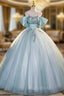 Ball Gown Tulle Sequins Appliques Quinceanera Dresses