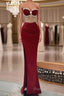 Beaded Burgundy Mermaid Formal Prom Dresses