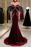 Beauiful Wine Red Off Shoulder Mermaid Long Formal Prom Dresses, Wine Red Party Dresses