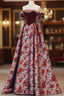 Beautiful A Line Off The Shoulder Long Floral Formal Prom Dresses
