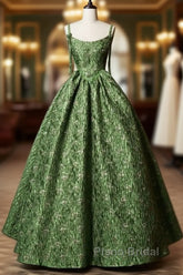 Beautiful Ball Gown Green Lace Formal Prom Gown Long Formal Prom Dresses