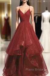 Beautiful Wine Red Velvet Straps V-Neckline Party Dresses Formal Prom Dresses, Long Evening Dresses