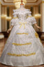 Best For You White Ball Gown Satin Lace Short Sleeve Antonietta Rococo Dresses