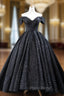Black Ball Gown Sequins Off the Shoulder Formal Prom Dresses