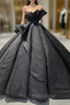 Black Ball Gown Sequins Strapless Formal Prom Dresses