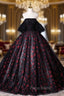 Black Ball Gown Strapless Embroidery Quinceanera Dresses