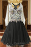 Black Chiffon Crystal Homecoming Dresses