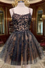 Black Lace Short Formal Prom Dresses, Cute A-Line Homecoming Party Dresses