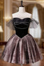 Black Off Shoulder Tulle Short Formal Prom Dresses, Black Homecoming Dresses