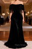 Black Off the Shoulder Beading Formal Prom Dresses