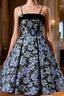 Black Print Spaghetti Straps Homecoming Dresses