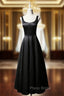 Black Satin Straps Black Short Formal Prom Dresses