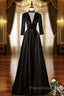 Black Satin Velvet Short Sleeve Formal Prom Dresses