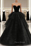 Black Strapless Layered Velvet Tulle Long Formal Prom Dresses Evening Dresses