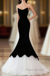 Black Sweetheart Mermaid Tulle Formal Prom Dresses