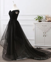 Black Tulle Long Prom Dress, Black Evening Dresses