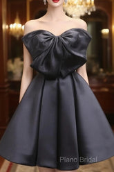 Black Tulle Satin Short Formal Prom Dresses, Black Homecoming Dresses