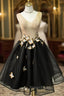 Black V-neck Organza Homecoming Dresses