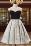 Black Velvet Strapless Pearls Homecoming Dresses