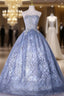 Blue Sequins Strapless Appliques Quinceanera Dresses