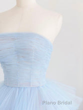 Blue tulle long Formal Prom dress, blue tulle evening dress