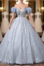 Blue Tulle Sequins Beading Feather Quinceanera Dresses