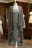 Brilliant Gray Mother Of The Bride Dresses Sheath Cap Sleeves