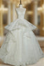 Brilliant White Ball Gown Lace Backless Wedding Dresses With Train
