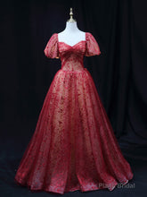 Burgundy A line Tulle Sequin Long Prom Dress Burgundy Tulle Formal Evening Dress