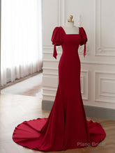 Burgundy Mermaid Long Prom Dresses, Burgundy Formal Dress