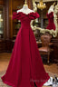 Burgundy Off Shoulder Long A Line Formal Prom Dresses Formal Dresses