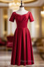 Burgundy Satin Short Sleeve Pleats Backless Short Formal Prom Dresses