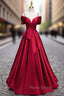 Burgundy Satin Spaghetti Straps Pleats Formal Prom Dresses