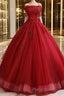 Burgundy tulle lace long Formal Prom dress burgundy tulle formal dress