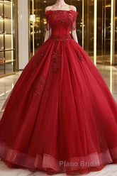 Burgundy tulle lace long Formal Prom dress burgundy tulle formal dress
