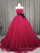 Burgundy Tulle Long Formal Prom Gown, Burgundy Tulle Sweet 16 Dresses