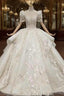 Buy More, Save More Ivory White Ball Gown Tulle Lace Short Sleeve Appliques Beading Wedding Dresses