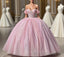 Carine | Glitter Off The Shoulder Pink Ball Gown Quinceanera Dresses
