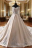 Champagne Ball Gown Satin Appliques Off The Shoulder Wedding Dresses