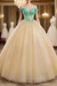 Champagne Ball Gown Tulle Crystal Backless Wedding Dresses