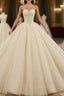 Champagne Ball Gown Tulle Sweetheart Pleats Wedding Dresses