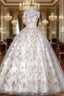 Champagne Gold Sequins Tulle Straps Quinceanera Dresses